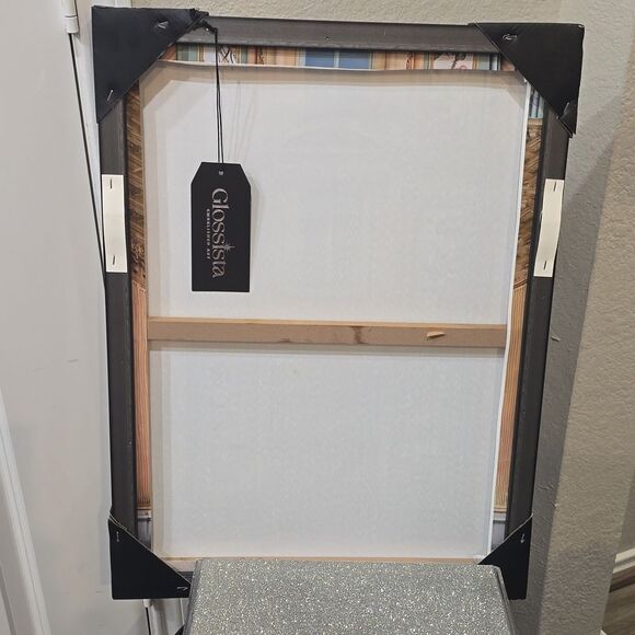 Glossita Embelished Art Hermes Floral Storefront Vinyl Canvas Framed Wall Decor